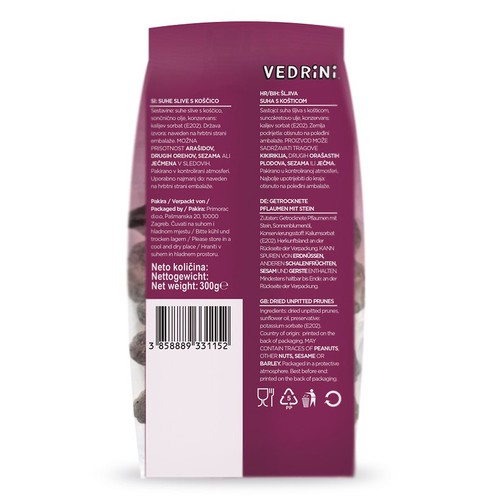 Dried unpitted prunes 300 g